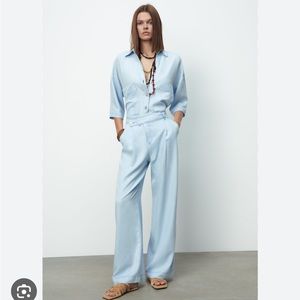 Zara wide leg trousers, light blue denim 8245 323 406 small